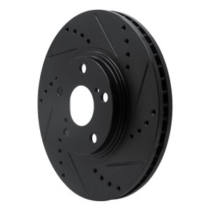 Lexus ES300 Brake Rotor (1) - Front Right - R1 Concepts - Drilled & Slotted - Black - `99-`07